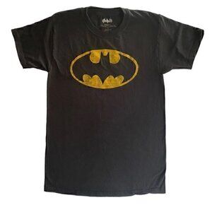 Batman Mens T-Shirt Graphic Logo Yellow and Black Size Small